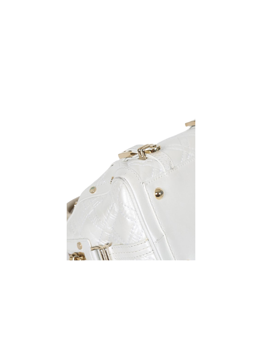 Medusa Ivory Leather Boston Bag
