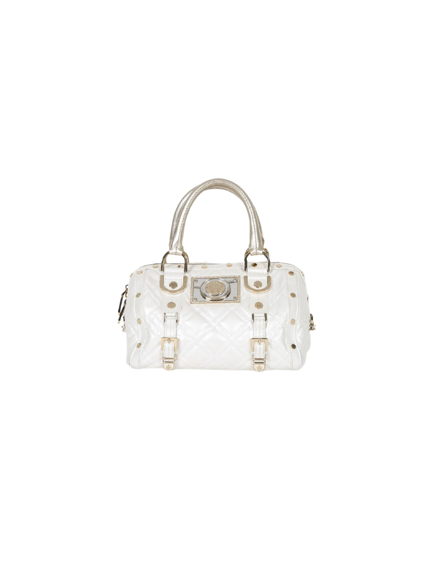 Medusa Ivory Leather Boston Bag