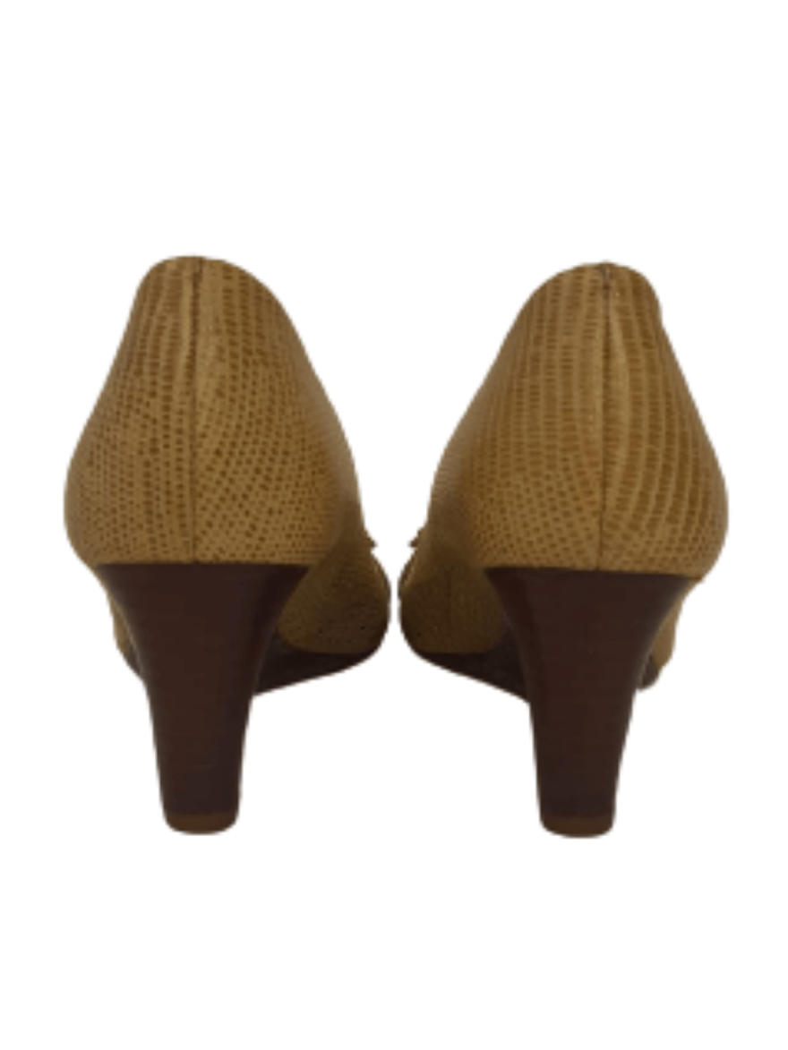 Beige Hamilton Logo Open Toe Mid Heels/Size-6M