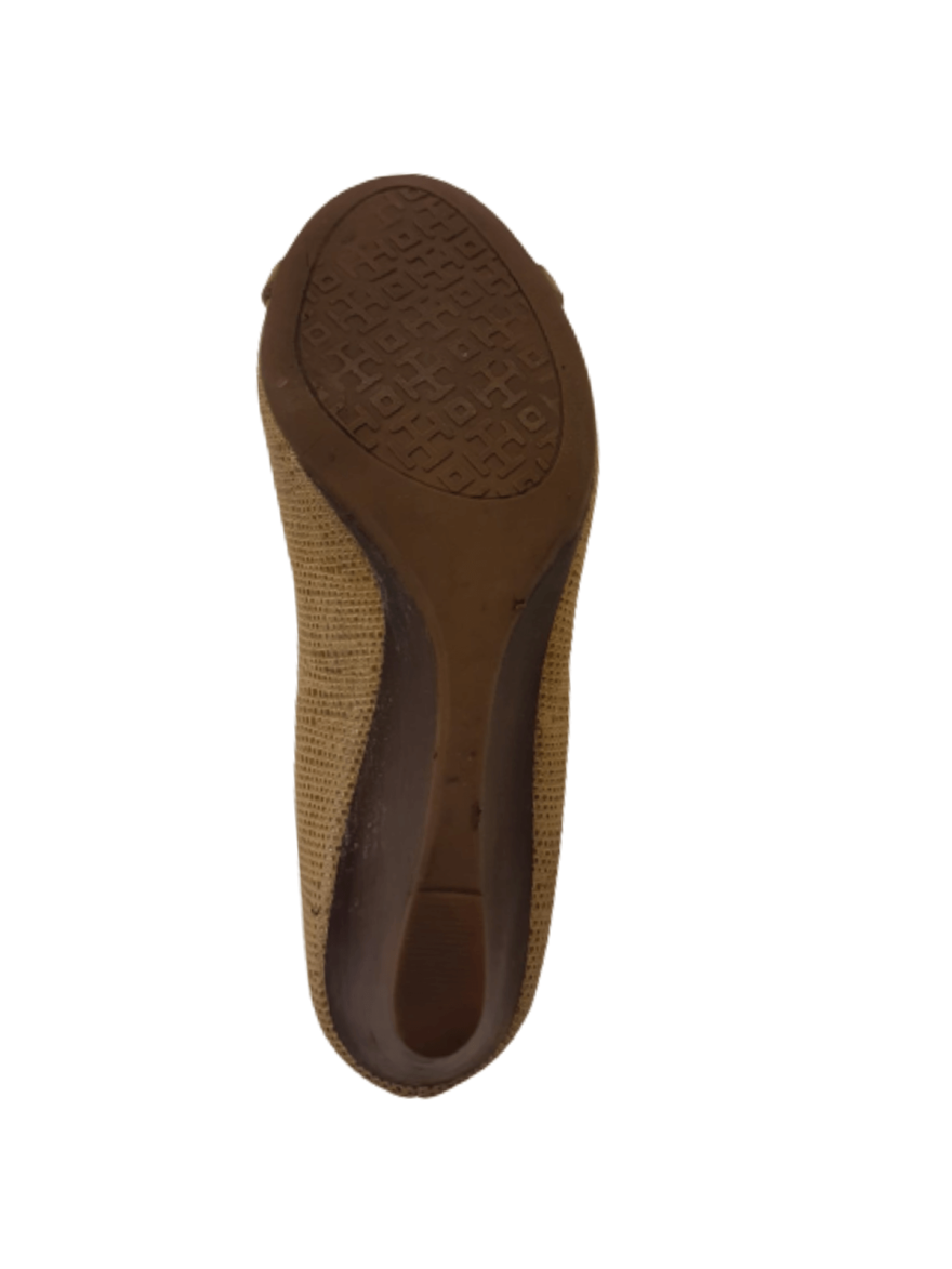 Beige Hamilton Logo Open Toe Mid Heels/Size-6M