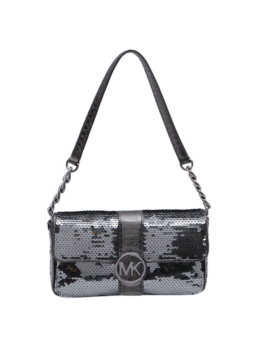 Grey Sequins Shoulder Bag
