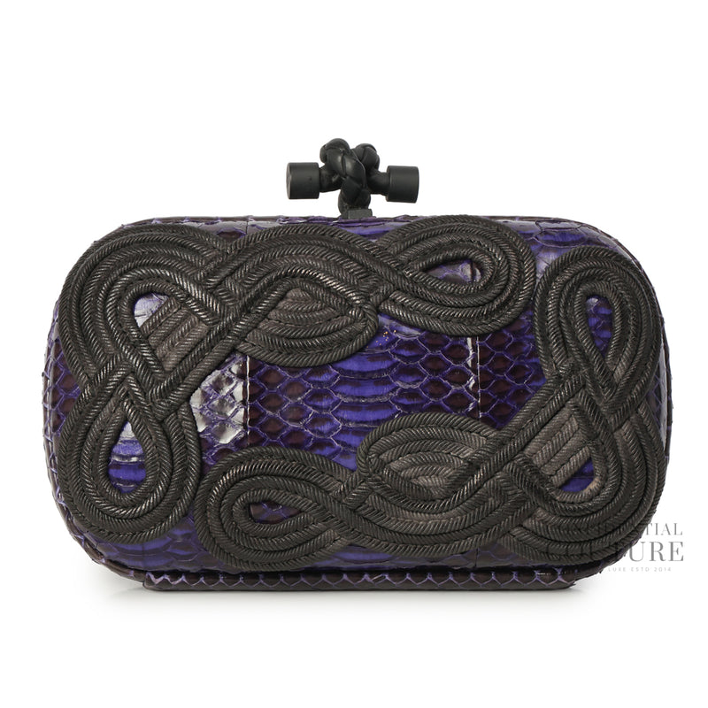 Purple Passameria Snakeskin Limited Edition Knot Clutch Bag