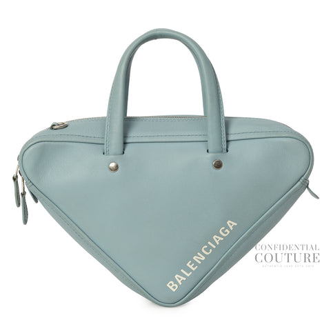 Light Blue XS Triangle Leather Duffle Bag