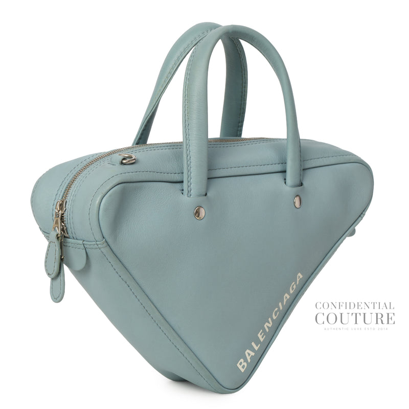 Light Blue XS Triangle Leather Duffle Bag