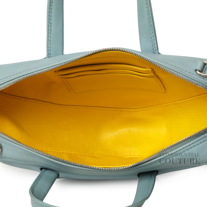 Light Blue XS Triangle Leather Duffle Bag