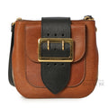 Brown Leather and House Check Canvas Mini The Belt Square Buckle Bag