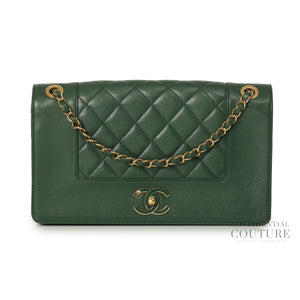 Green Mademoiselle Medium Vintage Flap Bag