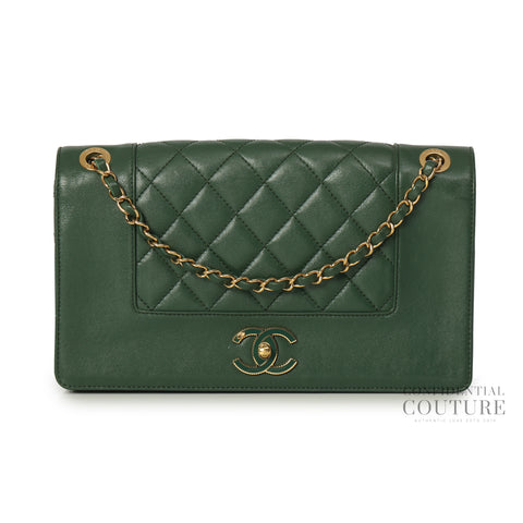 Green Mademoiselle Medium Vintage Flap Bag