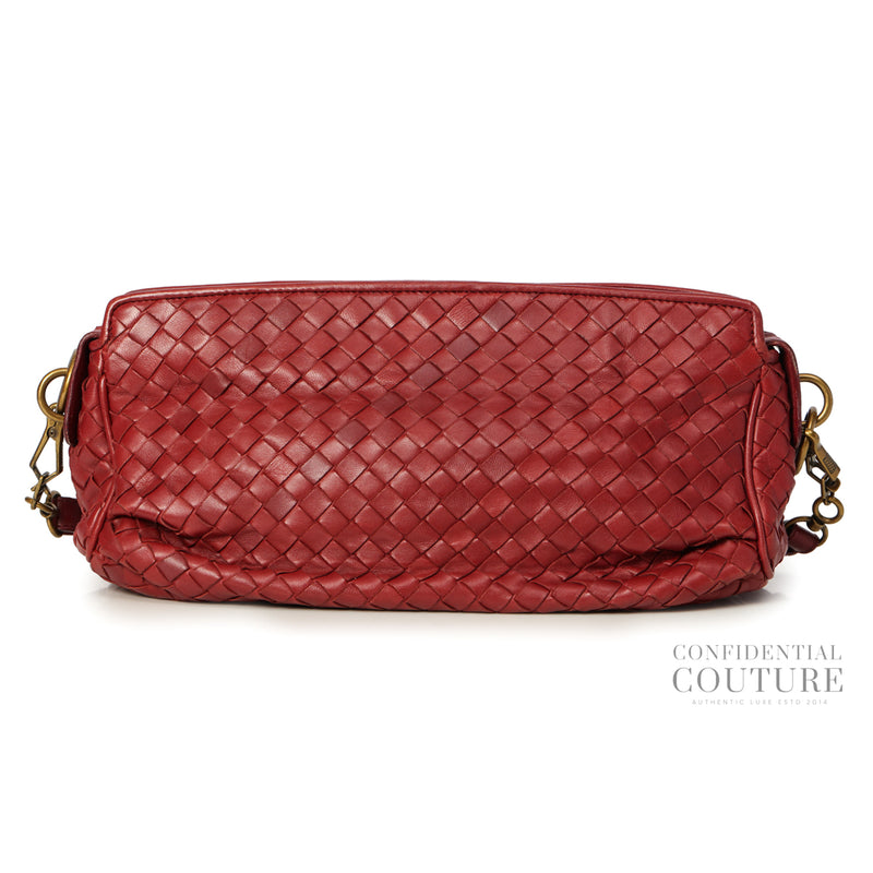 Maroon Intrecciato Woven leather crossbody bag