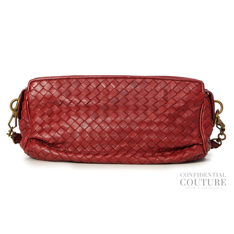 Maroon Intrecciato Woven leather crossbody bag