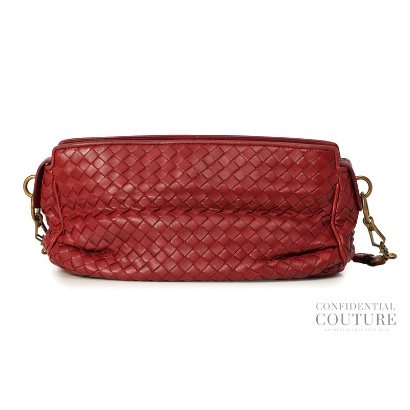 Maroon Intrecciato Woven leather crossbody bag