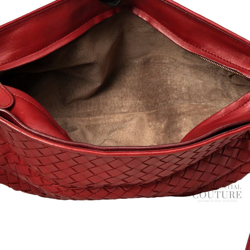 Maroon Intrecciato Woven leather crossbody bag