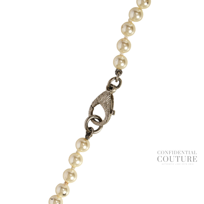 Faux Pearl & Strass Bead Strand Long Necklace, Minor