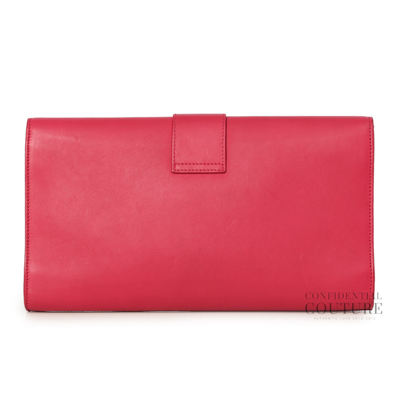 Fuchsia Calfskin Leather Ligne Y Clutch Bag
