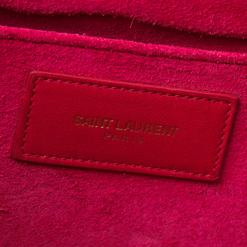 Fuchsia Calfskin Leather Ligne Y Clutch Bag