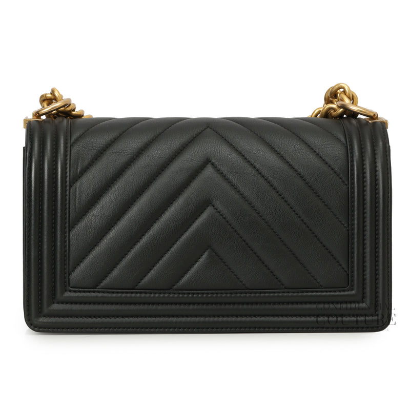 Black Chevron Old Medium Boy Bag