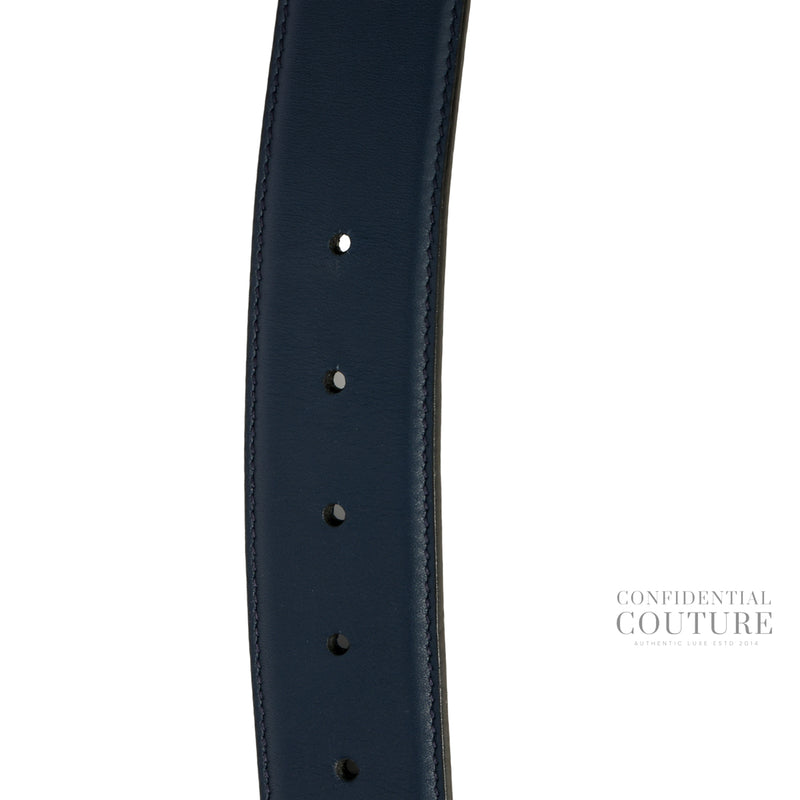 GG Interlocking Dark Blue Leather Belt | 80/32