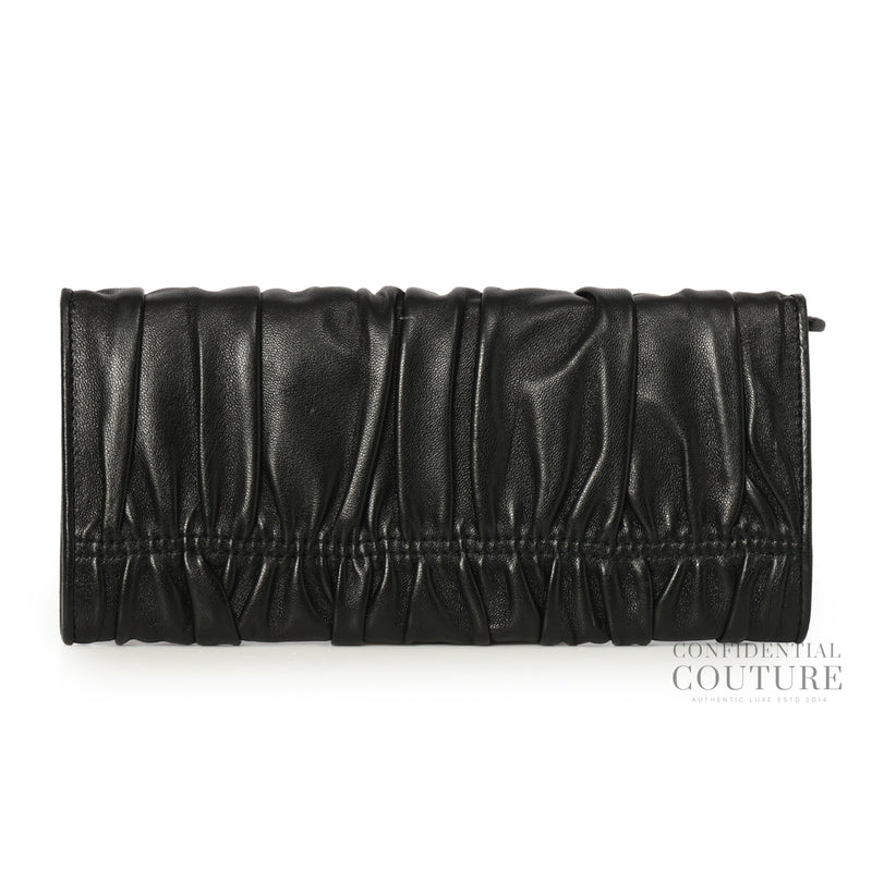 Black Nappa Gaufre Leather Continental Flap Wallet