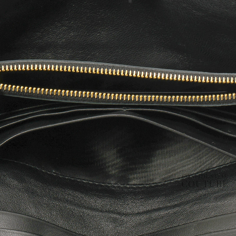 Black Nappa Gaufre Leather Continental Flap Wallet
