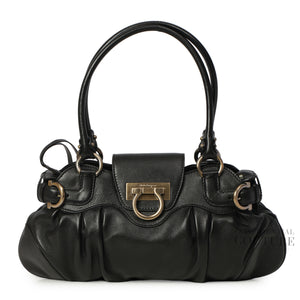 Black Leather Marisa Shoulder Bag