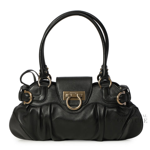 Black Leather Marisa Shoulder Bag