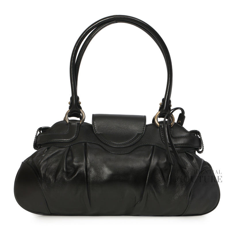 Black Leather Marisa Shoulder Bag