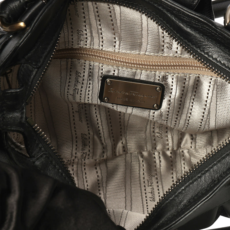 Black Leather Marisa Shoulder Bag