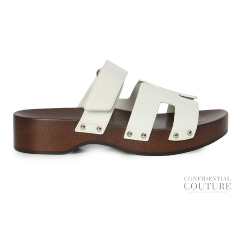 White/Brown Kos Clog Slides | EU 38 | UK 5 | US 7.5