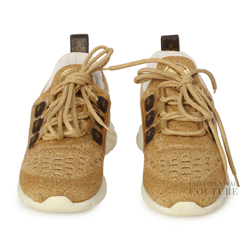 Aftergame Gold Lurex Fabric and Leather Sneakers | 37