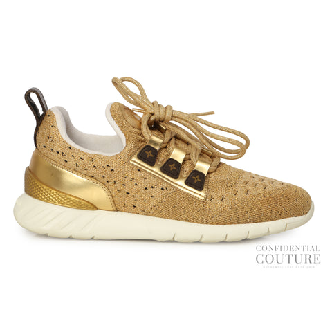 Aftergame Gold Lurex Fabric and Leather Sneakers | 37