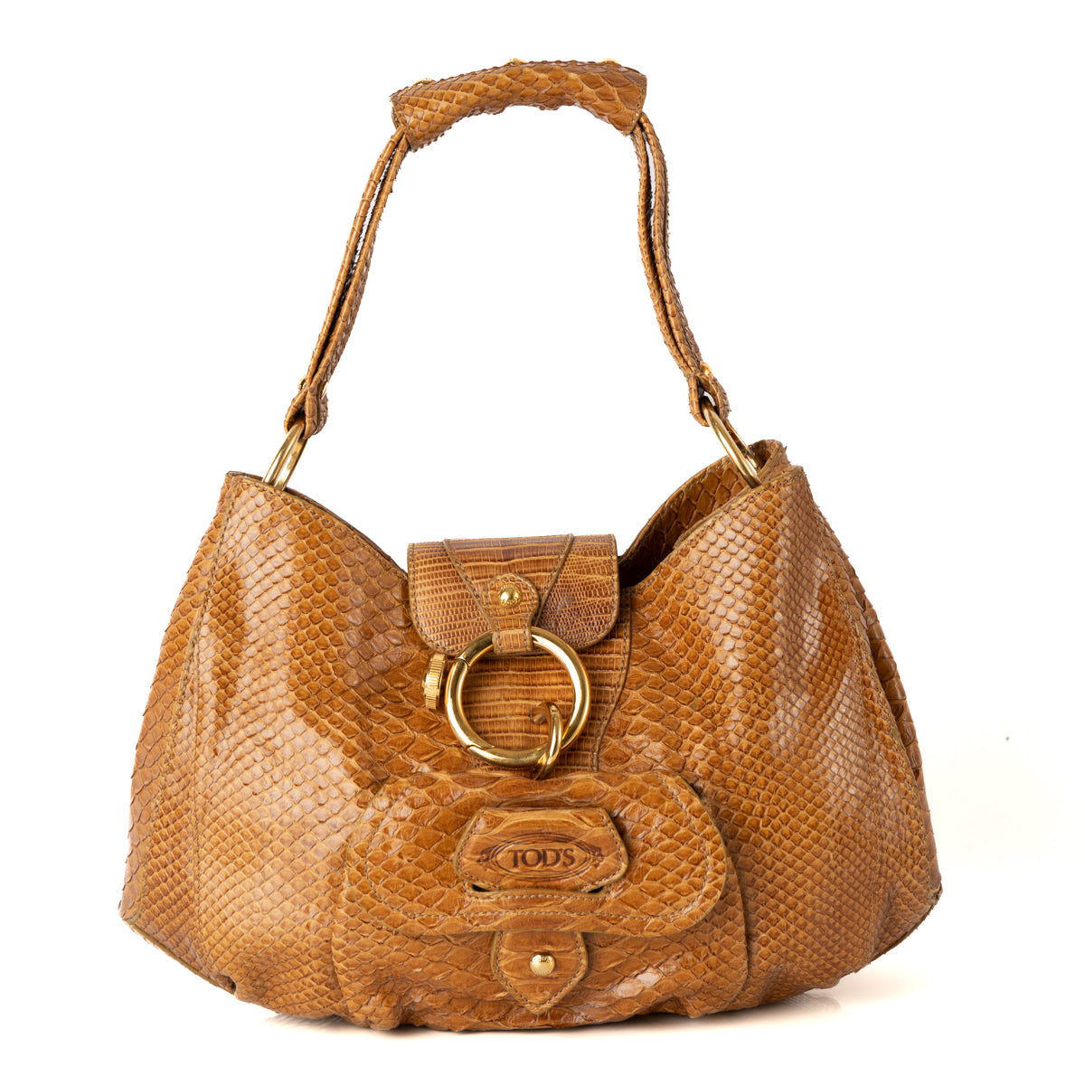 Brown Exotic Leather Hobo Bag One Size