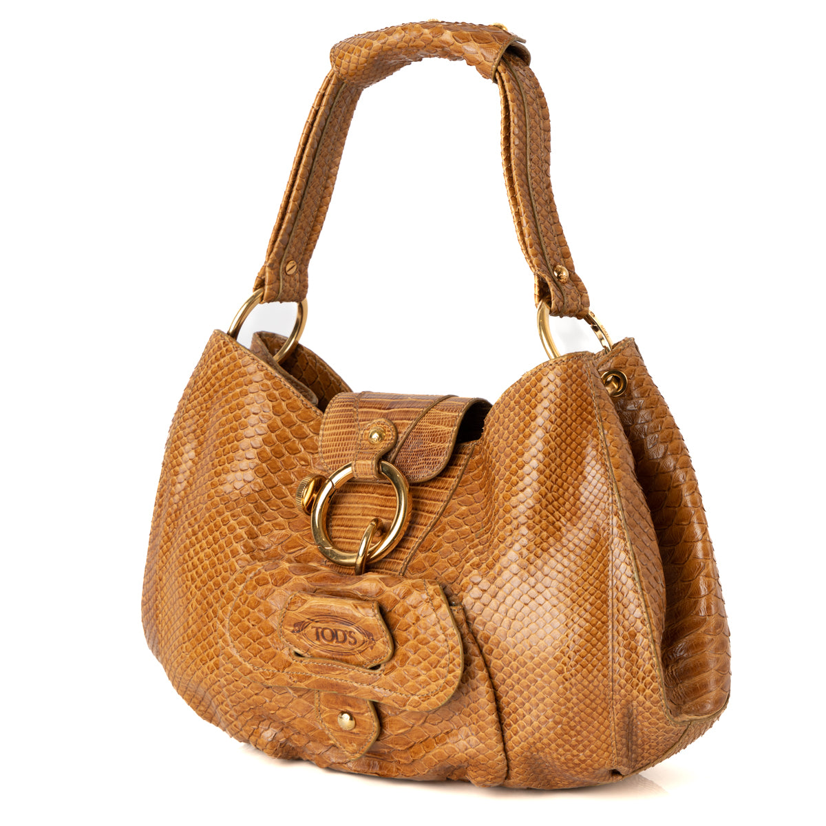 Brown Exotic Leather Hobo Bag One Size