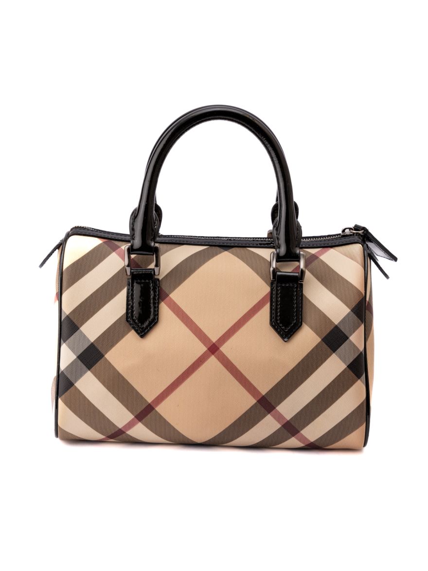 Beige/Black Nova Check PVC and Patent Leather Chester Boston Medium