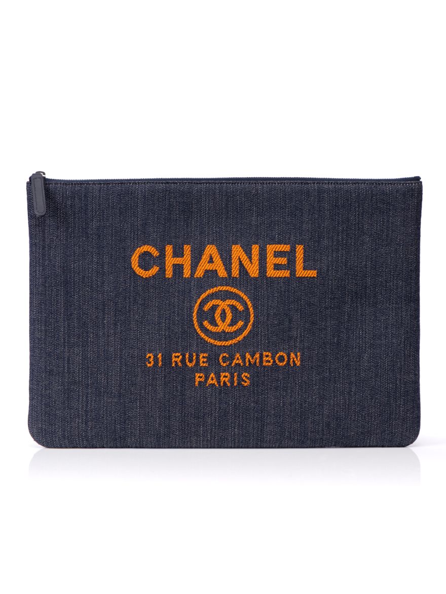 Denim Deauville Orange Logo Small O Case Bag Pouch One Size