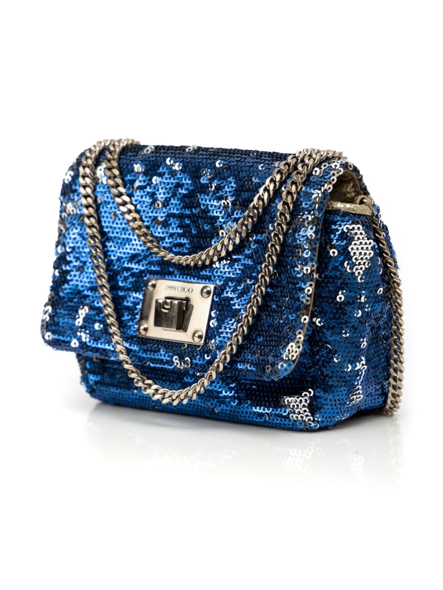 Blue/Silver Ruby Mini Sequin Crossbody Bag