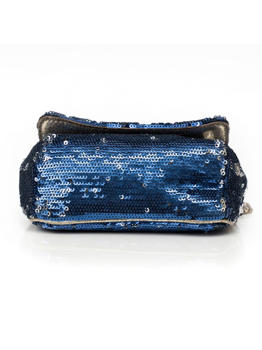 Blue/Silver Ruby Mini Sequin Crossbody Bag