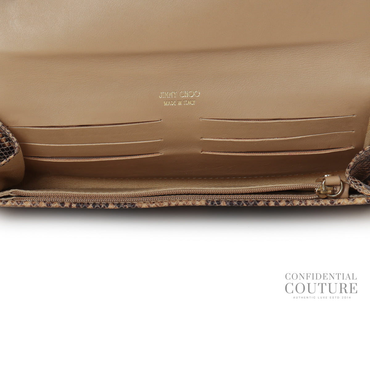 Beige/Black Python Embossed Riane Clutch