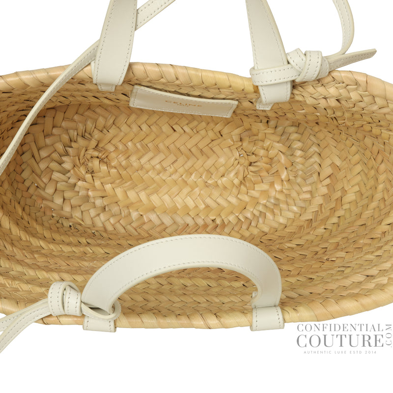 CELINE classic panier IN palm leaves and calfskin