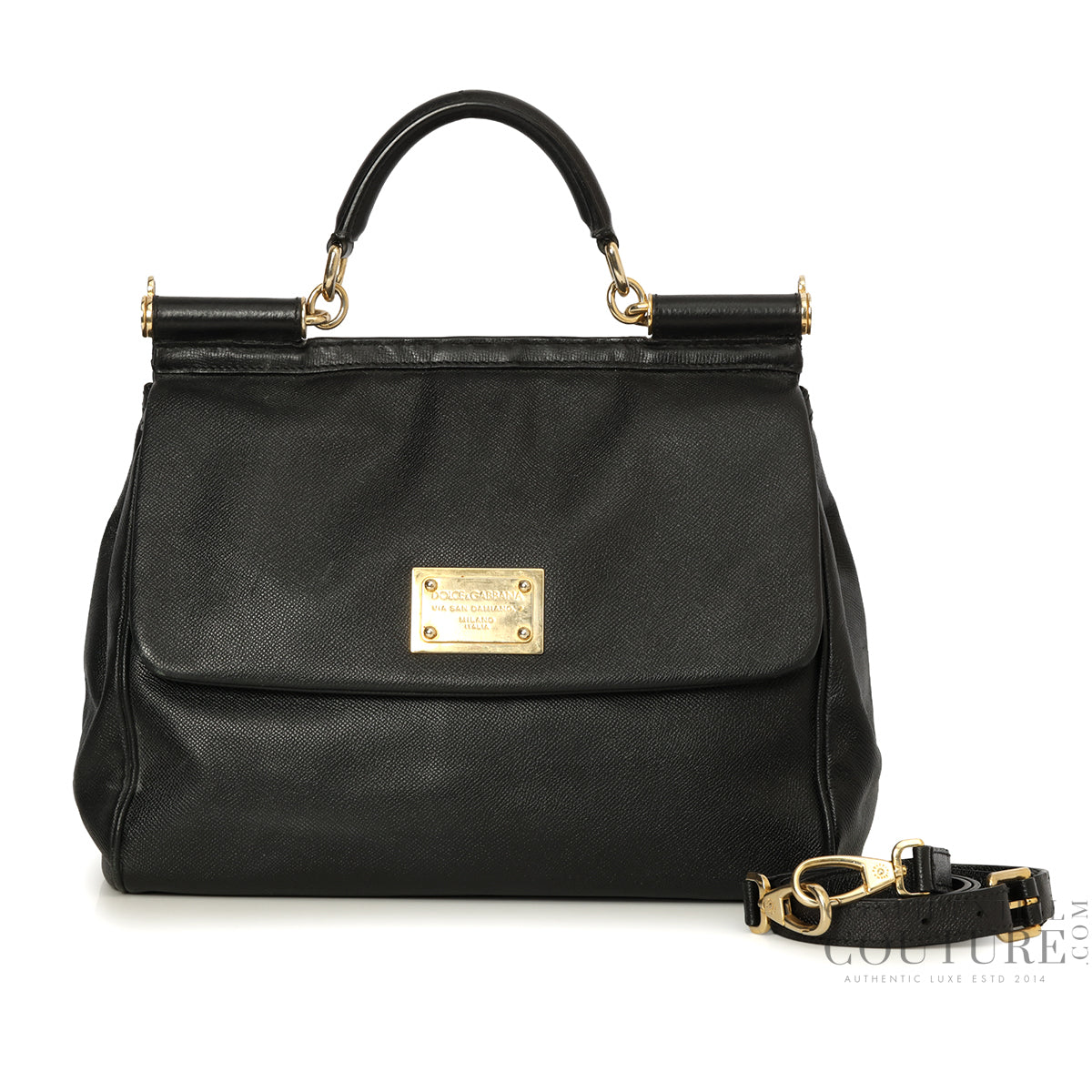 Black Leather Miss Sicily Medium Bag