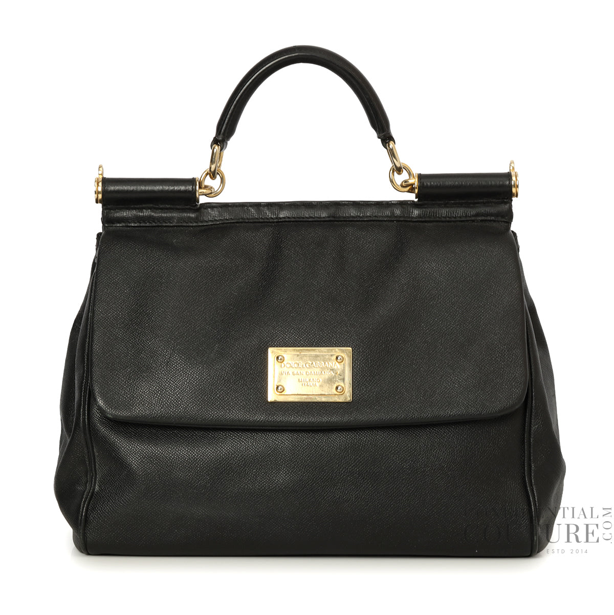 Black Leather Miss Sicily Medium Bag