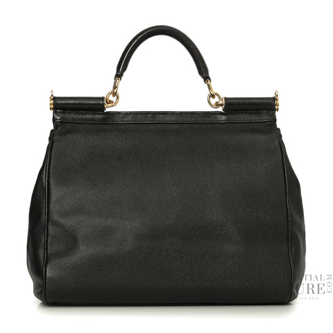 Black Leather Miss Sicily Medium Bag
