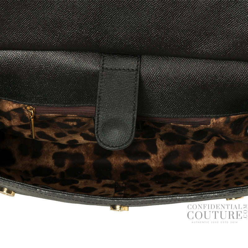Dolce & gabbana black leather miss sicily medium bag sale