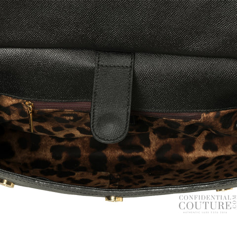 Black Leather Miss Sicily Medium Bag