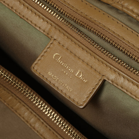 Camel Cannage Quilted Leather Dior Soft Shopping Tote Bag One Size