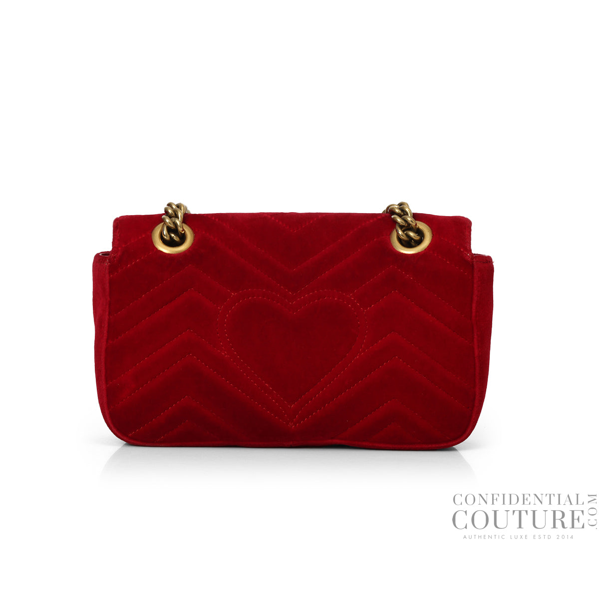 GG Marmont Small Red Velvet Shoulder Bag