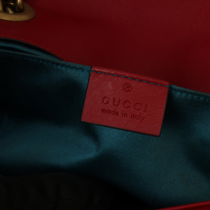GG Marmont Small Red Velvet Shoulder Bag