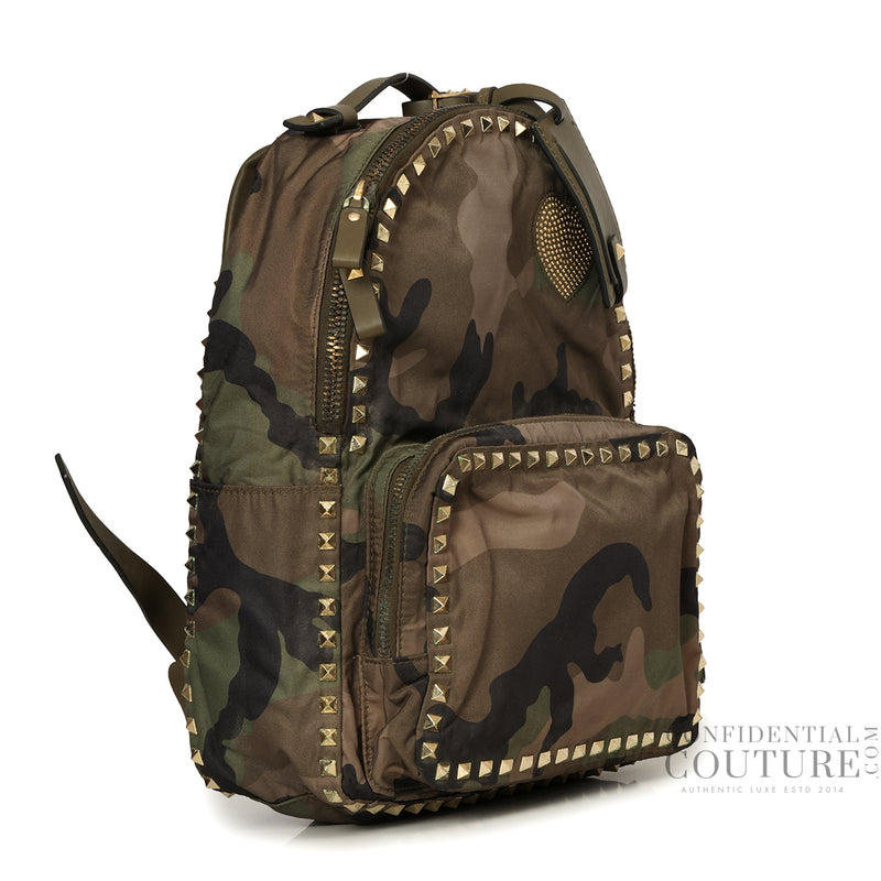 Pre-loved Valentino Rockstud Small Camouflage Backpac