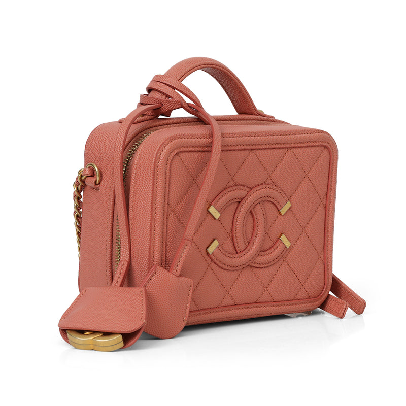 Pre-loved Chanel Dusty Rose CC Small Filigree Vanity Case