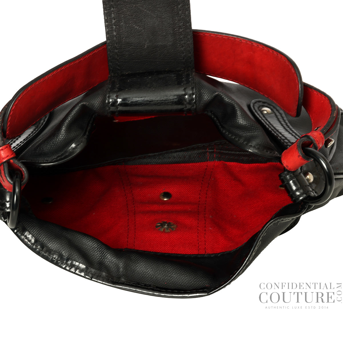 Black Leather V Ring Flap Shoulder Bag