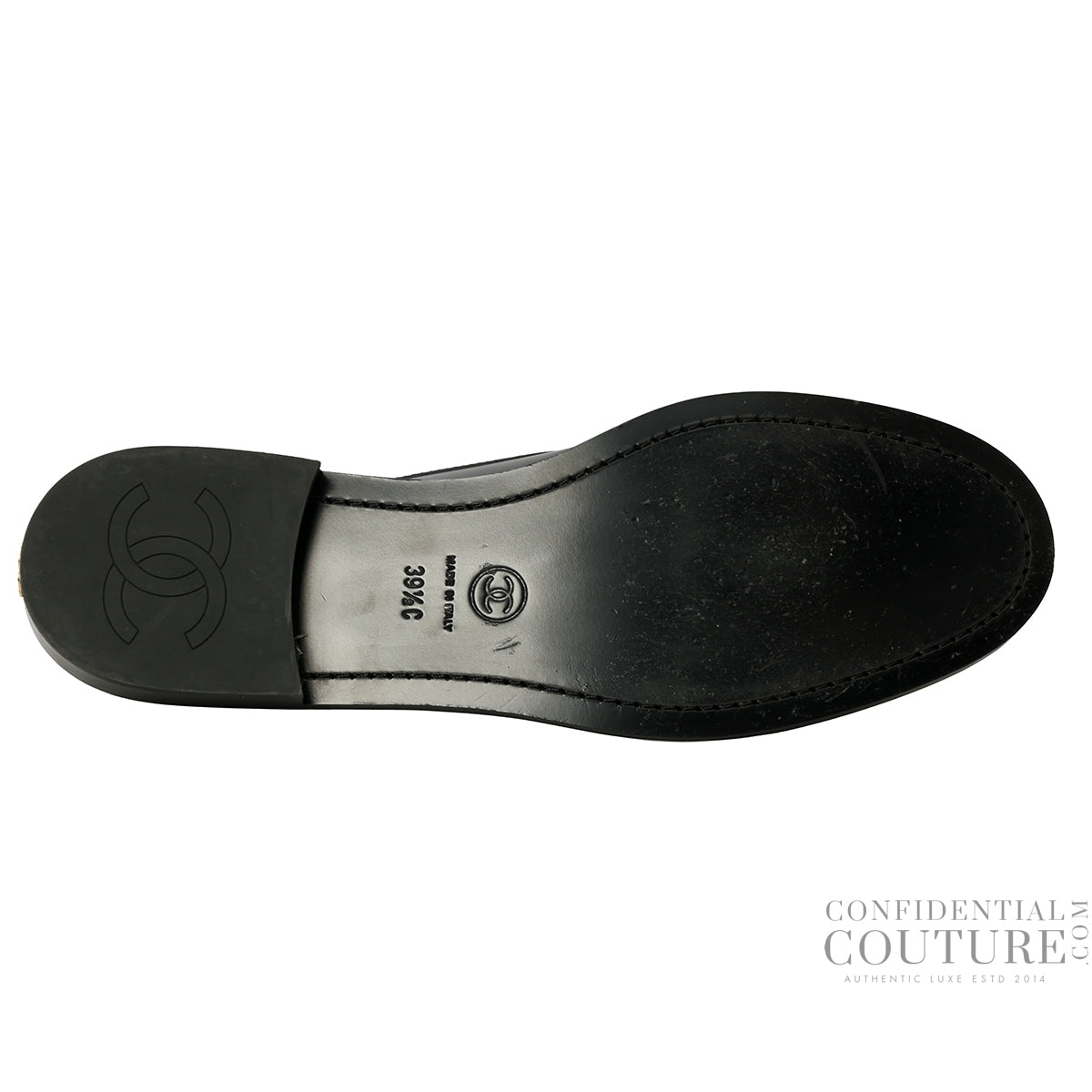 Rev Crystal CC Logo Leather Mocassins EU 39.5